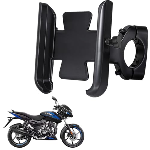 WHIPONE CNC Metal Bike Mobile Holder Compatible for Bajaj Pulsar 125, 360° Rotation Phone Mount Cradle for Bicycle & Motorcycle, Handlebar for All Smartphones, Anti-Slip, Full Grip (Black) - Image 1