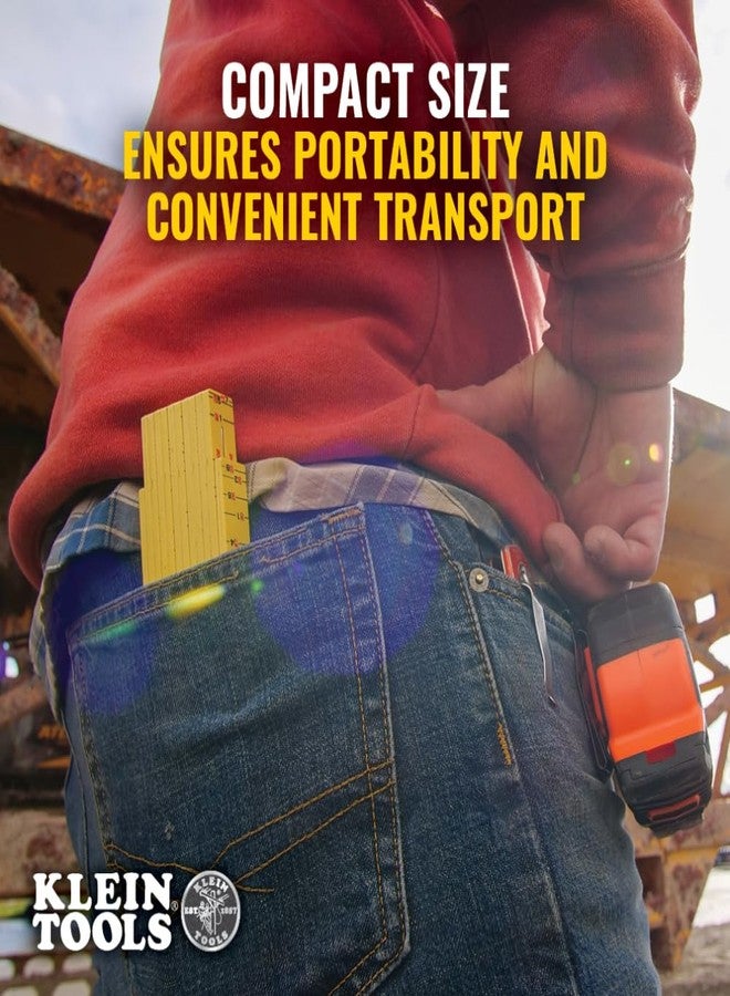 Klein Tools 91163B Folding Ruler, 6-Foot, Fiberglass, Brick Scale, Outside Reading, 1/16-Inch Graduation, Ideal for Woodworking, Metalworking, and DIY Projects - Image 4