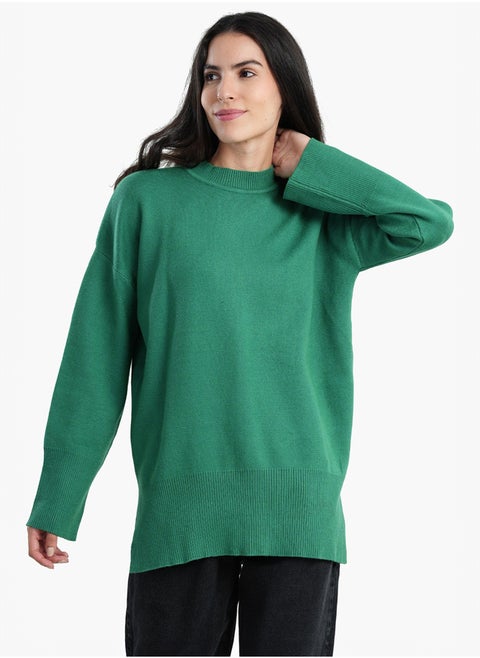 Pullover with Wide Ribbed Hem