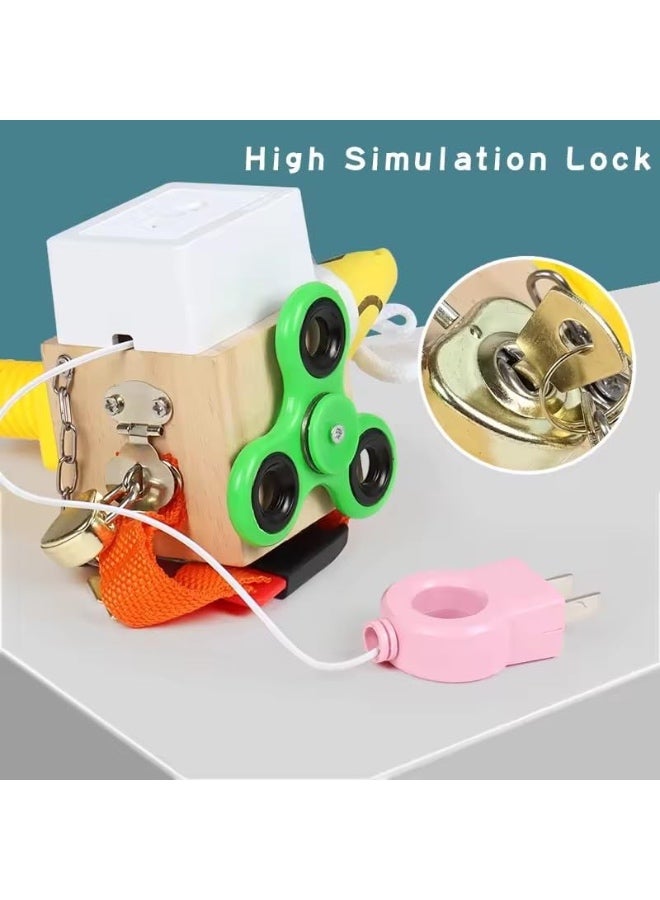 Factory Price Jose 7 in 1 Wooden Multifunctional Activity Sensory Busy Cube - A - Image 5