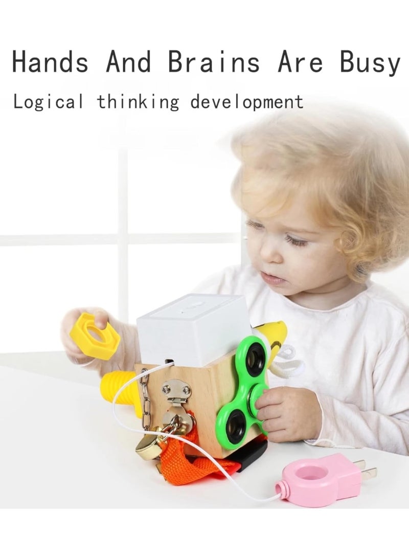 Factory Price Jose 7 in 1 Wooden Multifunctional Activity Sensory Busy Cube - A - Image 2