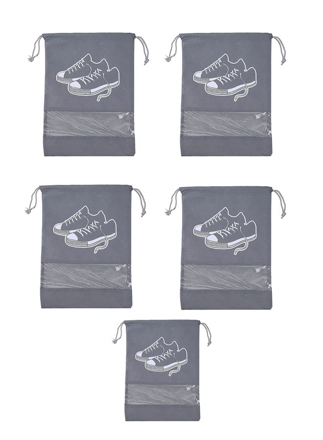 NIBEMINENT 5-Piece Travel Shoes Bags Grey/White - Image 1