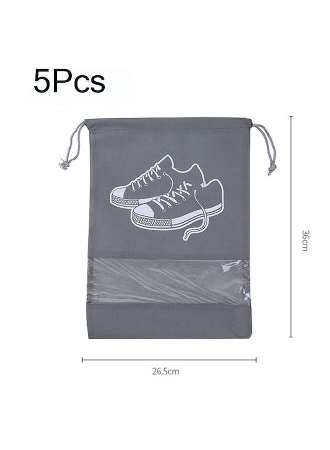 NIBEMINENT 5-Piece Travel Shoes Bags Grey/White - Image 2