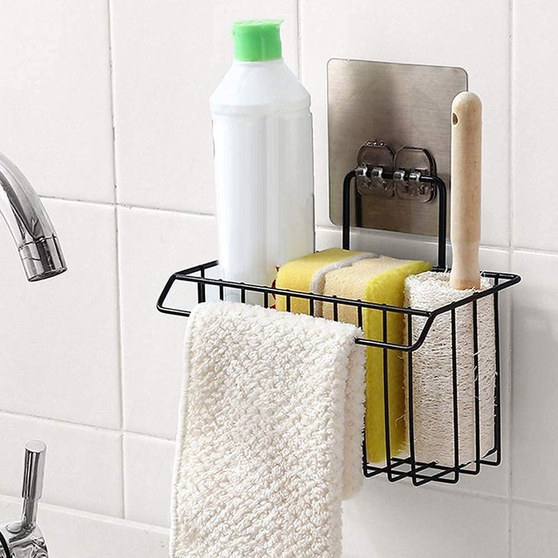 Lexazo Metal Iron Sink Caddy Organizer Rack Sponge Holder Rack Drain Basket for Kitchen Brush Soap Dishwashing Liquid - Image 4