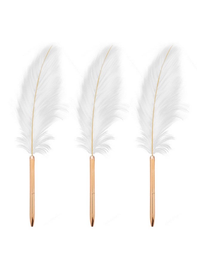 Lobagve 3 Pcs Feather Metal Ballpoint Pens Black Ink 1.0 Mm Office Supplies - Image 1