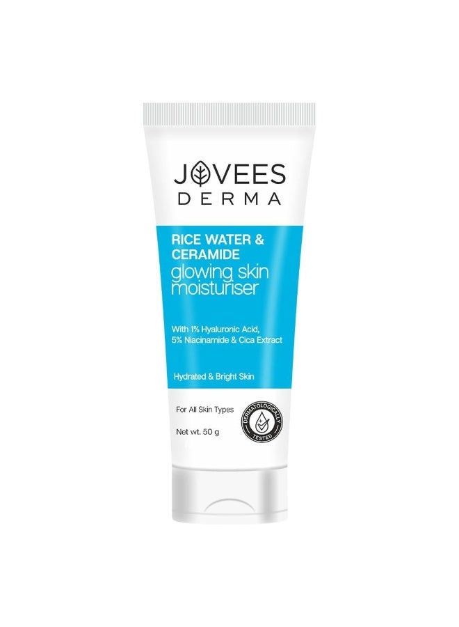 JOVEES HERBAL Jovees Derma Ceramides Moisturizer with Hyaluronic & Rice Water for Intense Moisturizing and Brightens Skin | With Niacinamide & Cica Extract | Barrier Repair Cream | For All Skin Type 50g - Image 1