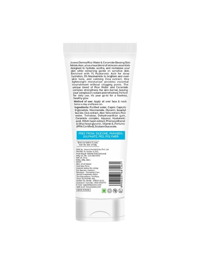 JOVEES HERBAL Jovees Derma Ceramides Moisturizer with Hyaluronic & Rice Water for Intense Moisturizing and Brightens Skin | With Niacinamide & Cica Extract | Barrier Repair Cream | For All Skin Type 50g - Image 3