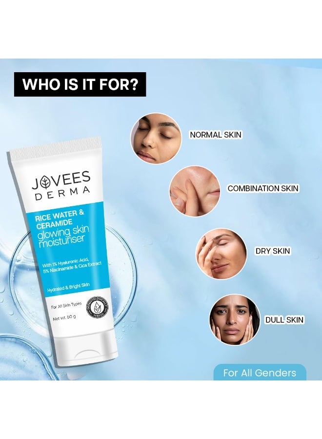 JOVEES HERBAL Jovees Derma Ceramides Moisturizer with Hyaluronic & Rice Water for Intense Moisturizing and Brightens Skin | With Niacinamide & Cica Extract | Barrier Repair Cream | For All Skin Type 50g - Image 4