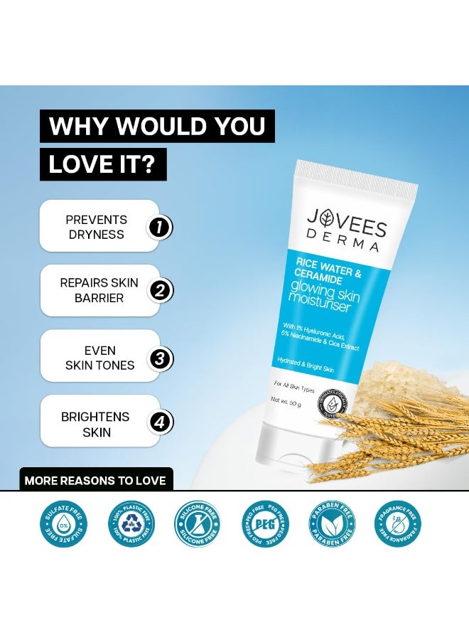 JOVEES HERBAL Jovees Derma Ceramides Moisturizer with Hyaluronic & Rice Water for Intense Moisturizing and Brightens Skin | With Niacinamide & Cica Extract | Barrier Repair Cream | For All Skin Type 50g - Image 5