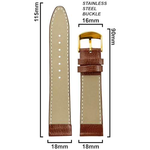 DBLACK ''BLIKING'' Leather Watch Strap, Pebble Design Pattern, Thin Leather Watch Belt // For 10mm, 12mm, 14mm, 16mm, 18mm, or 20mm Watch Band (Choose Your Size & Color) (Tan, 18mm / Gold) - Image 2