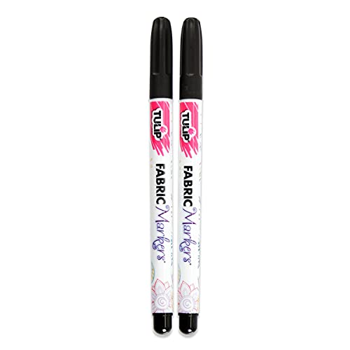 Tulip Permanent Nontoxic Fabric Markers Black 2 Pack-Laundry Markers,Fine Bullet Tip,Child Safe,Minimal Bleed&Fast Drying-Premium Quality for T-shirts,Clothes,Shoes,Bags&Other Fabric Materials - Image 2