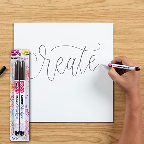 Tulip Permanent Nontoxic Fabric Markers Black 2 Pack-Laundry Markers,Fine Bullet Tip,Child Safe,Minimal Bleed&Fast Drying-Premium Quality for T-shirts,Clothes,Shoes,Bags&Other Fabric Materials - Image 3