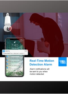 DOCKCASE Smart 1080P Wireless WIFI Light Bulb Security Camera, 360 Degrees 3.0MP Cam Home Surveillance CCTV Panoramic IP Camera  - Image 5