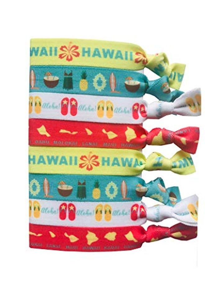 Sportigift 8 Piece Hawaiian Hair Ties Hawaiian Accessories Hawaiian Gifts Hawaii Gifts Hawaii Accessories Aloha Hawaiian Islands  - Image 1