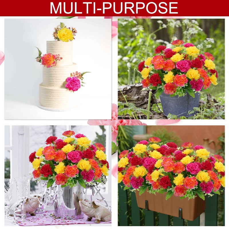 MHMJON 4 Pcs Carnation Artificial Flowers, 40 Heads Fake Carnation Bouquets Silk Flowers Arrangements Artificial Cemetery Flowers for Grave Home Vase Wedding Party Centerpiece Decor - Image 2