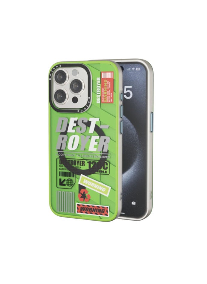Mezone Destroyer iPhone 14 Pro Max MagSafe Case, Shockproof & Anti-Yellowing Phone Case Reinforced Corners with Airguard, Yellow Green  - Image 1