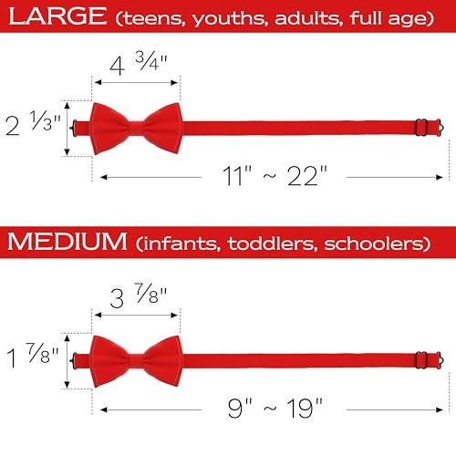 Adam Young Men's Scarlet Bow Tie Pre-Tied Style Formal Satin Classic Bowtie for Tuxedo Faux Silk (Large, Red) - Image 5
