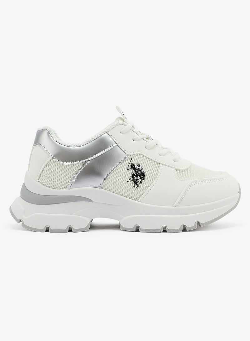 U.S. Polo Assn. Women's White Low-Top Sneakers - Stylish Shimmer Design Shoes, Perfect for a Cute Outfit - Image 2