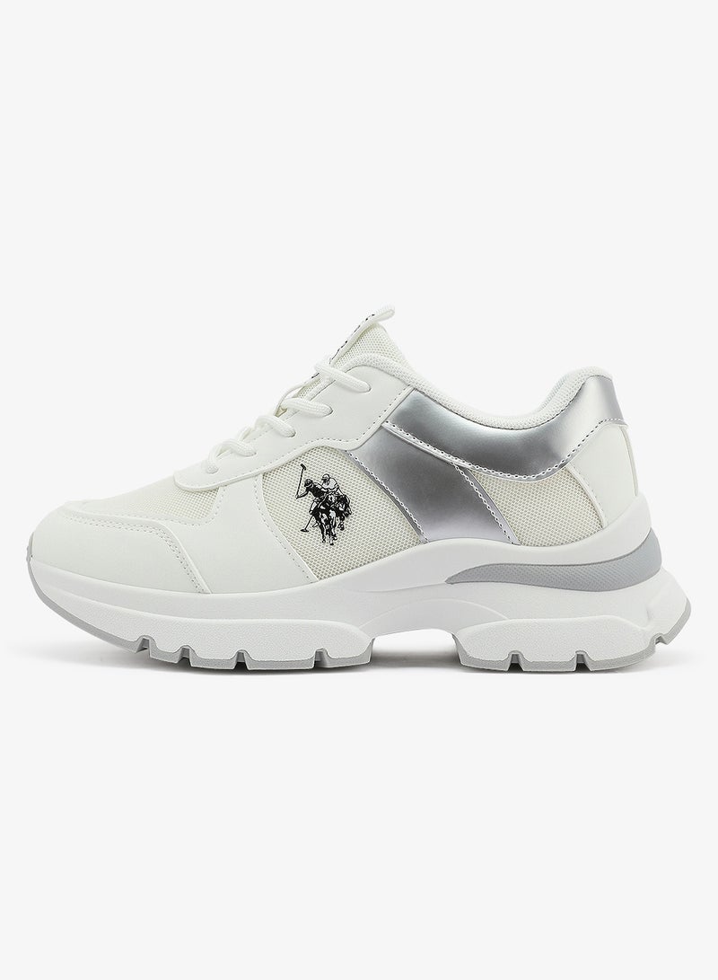 U.S. Polo Assn. Women's White Low-Top Sneakers - Stylish Shimmer Design Shoes, Perfect for a Cute Outfit - Image 3