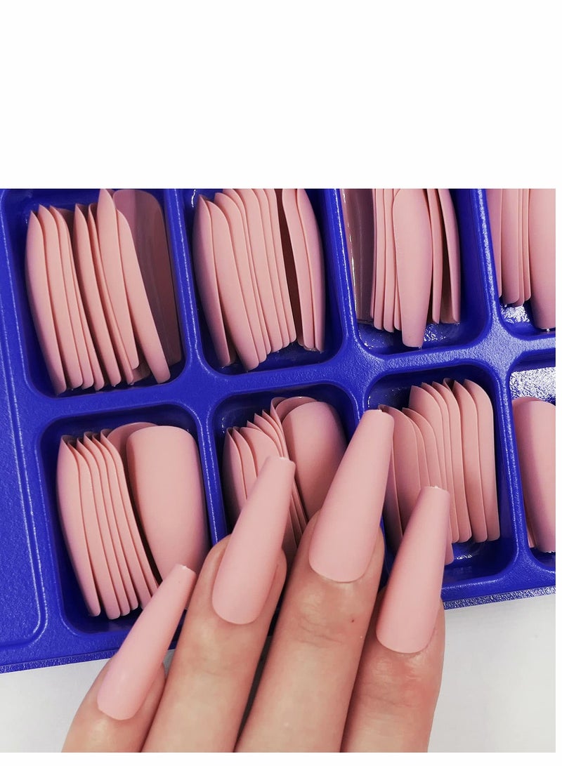 400pcs Matte Coffin Press-On Nails - Full Cover DIY Acrylic Nail Tips for Women & Girls, Perfect for Nail Art Decoration - Image 4