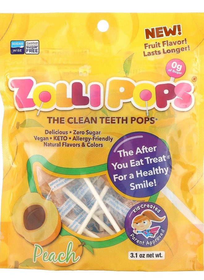 ZOLLIPOPS The Clean Teeth Pops Peach 3.1 oz 