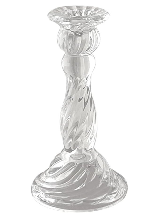 Glass Taper Candle Holders, Clear Candle Holders Glass Candlestick Holders Decorative Centerpiece Candle Stand for Wedding Party Dinner Table Decoration - Image 1