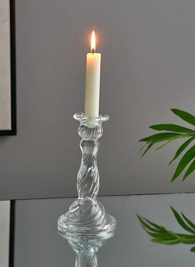 Glass Taper Candle Holders, Clear Candle Holders Glass Candlestick Holders Decorative Centerpiece Candle Stand for Wedding Party Dinner Table Decoration - Image 2