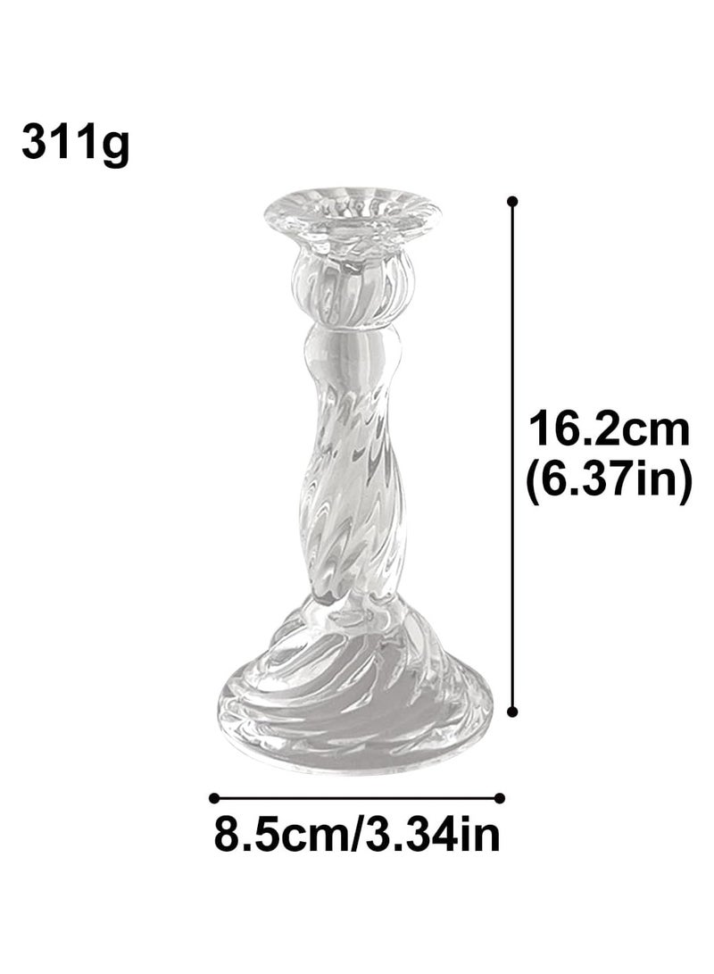 Glass Taper Candle Holders, Clear Candle Holders Glass Candlestick Holders Decorative Centerpiece Candle Stand for Wedding Party Dinner Table Decoration - Image 3