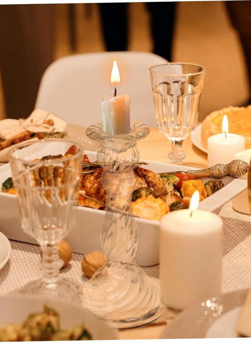 Glass Taper Candle Holders, Clear Candle Holders Glass Candlestick Holders Decorative Centerpiece Candle Stand for Wedding Party Dinner Table Decoration - Image 4