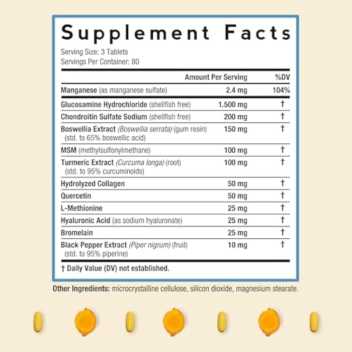 Doctor's Recipes Glucosamine Chondroitin MSM Turmeric Quercetin, Movement Support Supplement for Men & Women, with Black Pepper for High Absorption, Mobility & Flexibility, No Shellfish, 240 Tablets - Image 2