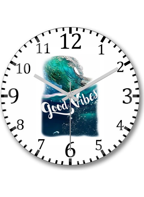 Print Shop Good Vibes Wall Clock Curved Real Glass