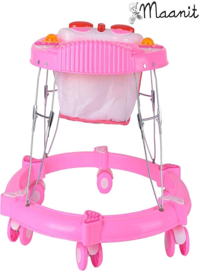 Maanit Musical 3 in 1 Butterfly design Baby Walker for 6-24 Months - 6-Wheel Adjustable Foldable Infant Walker with Cushioned Seat, 360° Rotating Wheels - Lightweight Safe Learning Walker for Toddlers (Pink) - Image 2