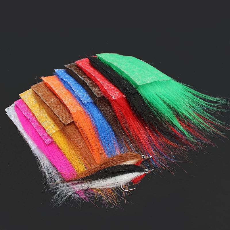 Tigofly 10 pcs 8X8cm 10 Colors Furabou Long Hair Craft Fur Synthetic Fiber Streamer Tail Wing Fly Fishing Tying Materials - Image 5