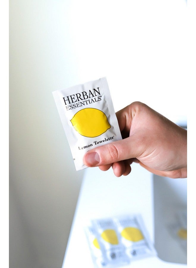 Herban Essentials Lemon Towelettes - Essential Oil Wipes for Hands, Face and Body - Moist Individually Wrapped Wipes - 20 Count - Image 2