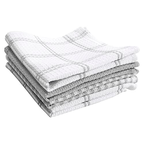TFal Premium Waffle Dish Cloths Highly Absorbent Super Soft Long Lasting 100 Cotton 12x13 Flat Waffle Dish Towel for Cleaning Drying Dishes 4Pack Grey