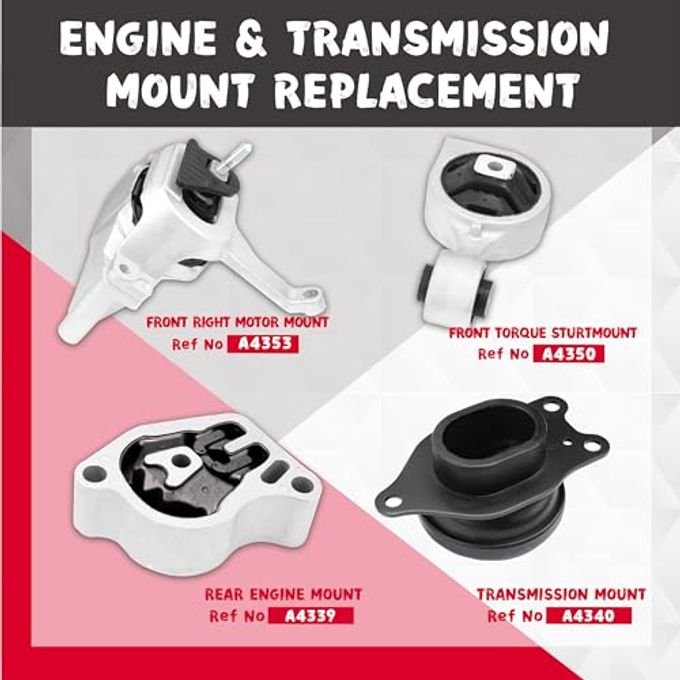QRYIPPDM Engine Motor Mount Kit Compatible with 2007-2017 Altima 2.5L 4-Piece Set Replace OE A4339 A4340 A4350 A4353 11210-JA000 11220-JA000 11350-JA00A 11360-JA000 - Image 2
