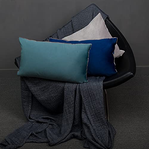 KINGROSE Solid Velvet Decorative Throw Pillowcase Luxury Soft Cushion Cover for Sofa Couch Chair 14 x 24 Inches Blue - Image 5