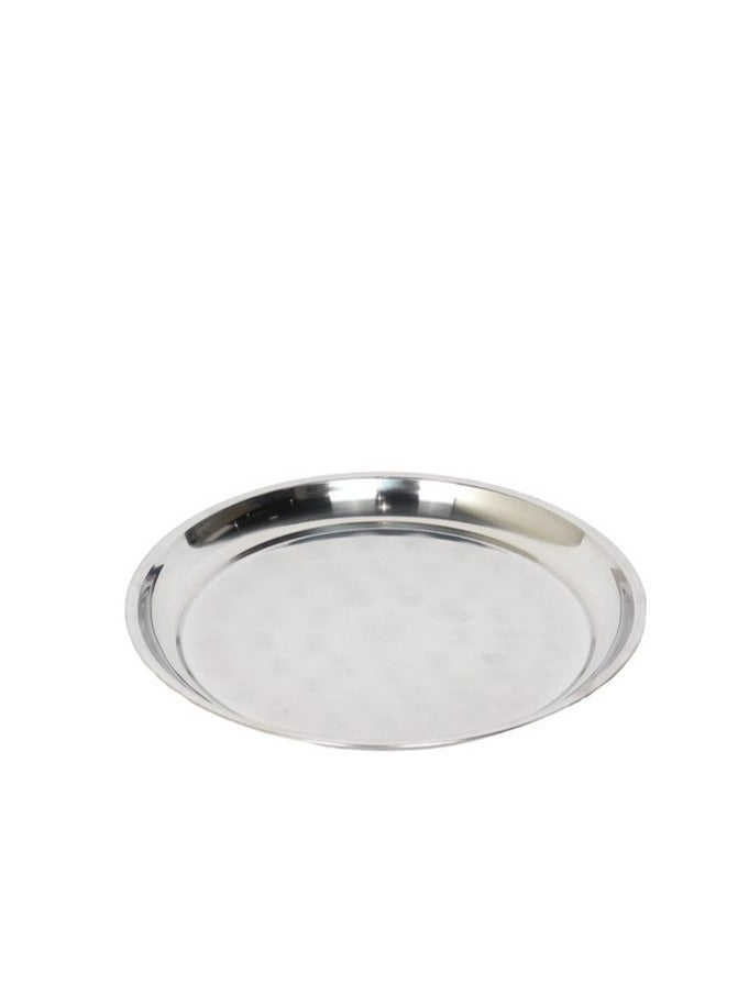 HOMEVEO Stainless Steel Round Dinner Plate Silver 45 cm - Image 1
