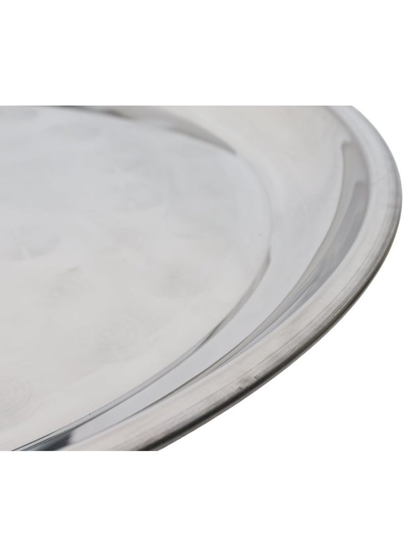 HOMEVEO Stainless Steel Round Dinner Plate Silver 45 cm - Image 2