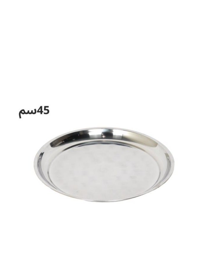HOMEVEO Stainless Steel Round Dinner Plate Silver 45 cm - Image 4