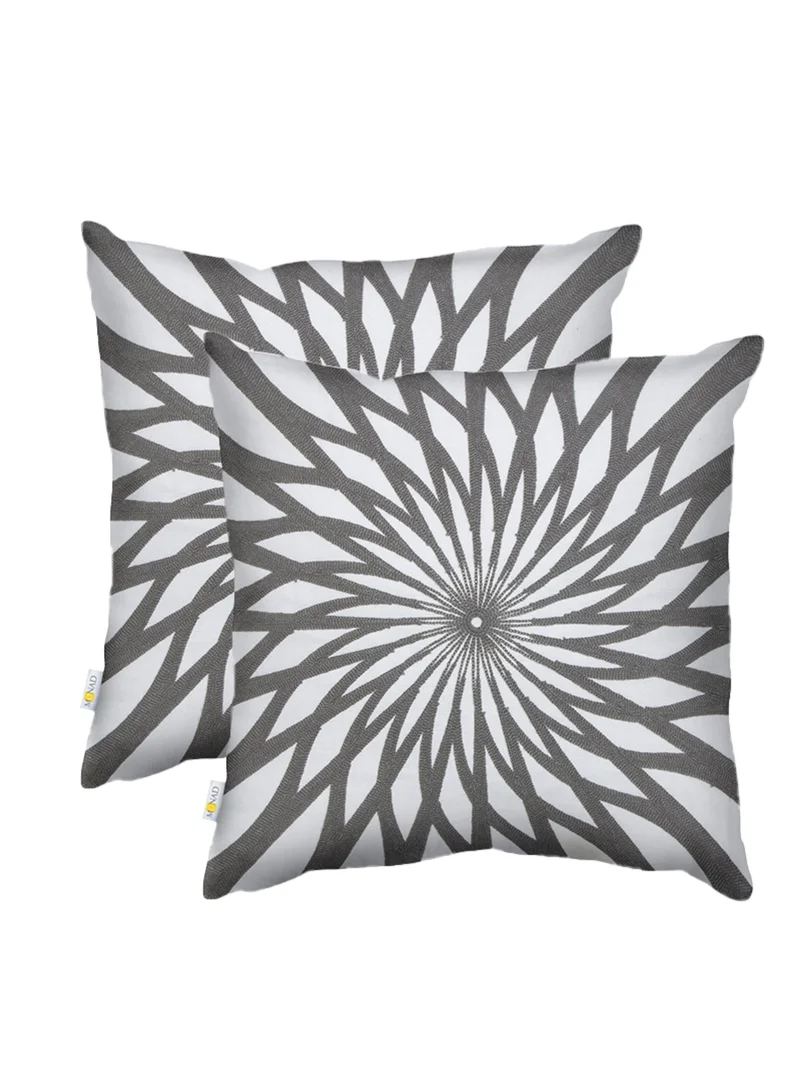 Donetella 2 Piece Embroidered Cushion Cover (45X45 cm) Without Filler Grey