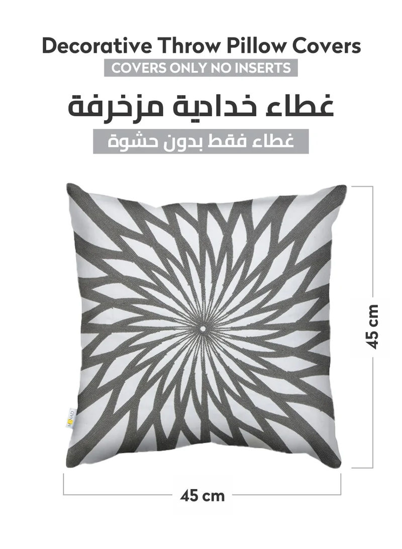 Donetella 2 Piece Embroidered Cushion Cover (45X45 cm) Without Filler Grey