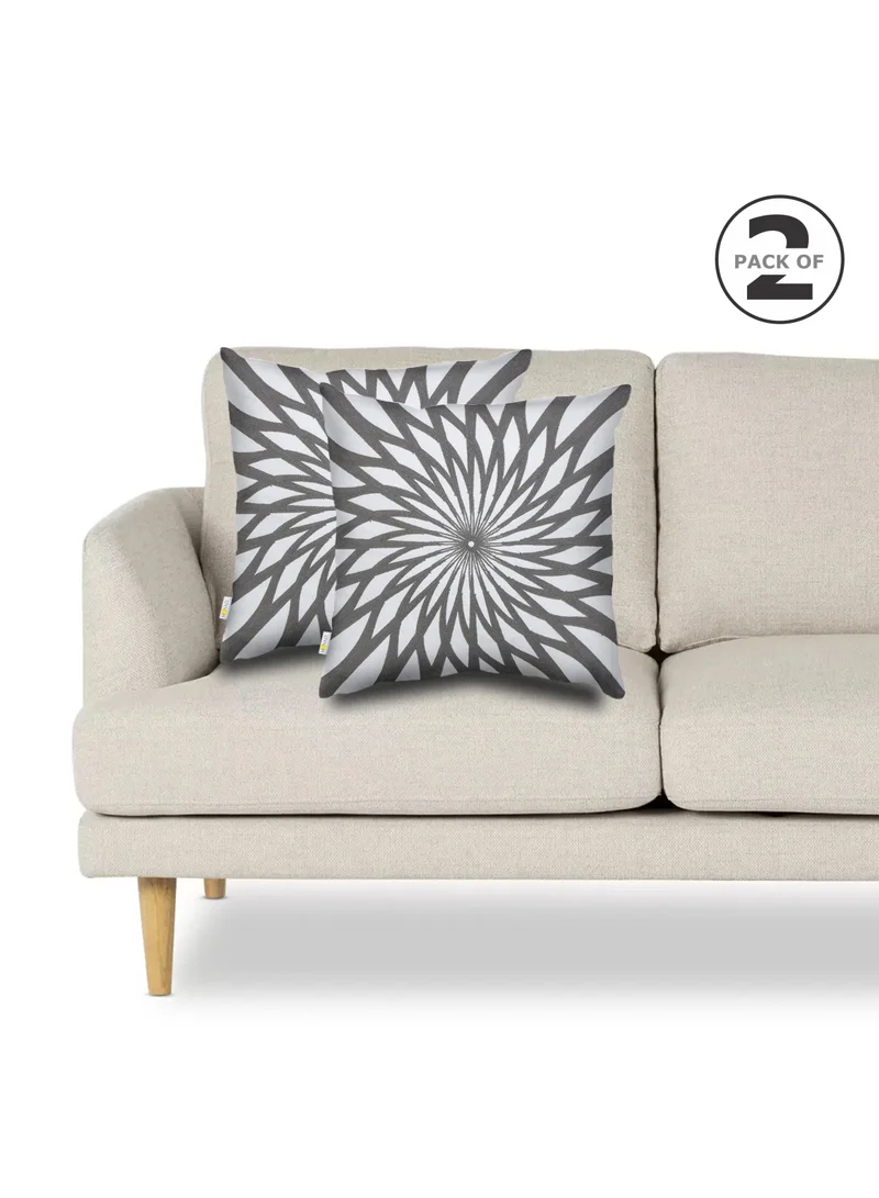 Donetella 2 Piece Embroidered Cushion Cover (45X45 cm) Without Filler Grey