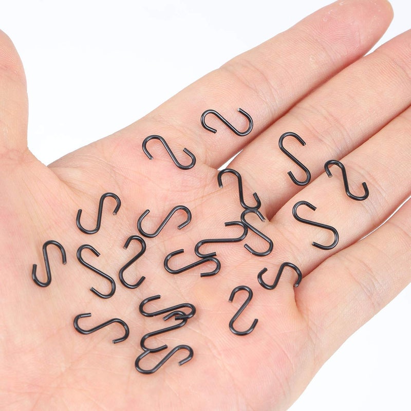 Senkary 100 Pieces 1/2 Inch Mini S Hooks Small S Hooks Stainless Steel S Shaped Hooks For Crafts  Jewelry And Hanging (Black) - Image 4