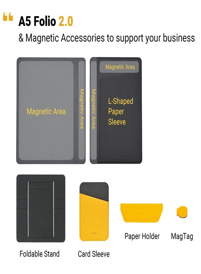 LHiDS Creative Folio Lite 2.0 with Stand, Business Portfolio Resume, 3-in-1 Padfolio with Magnetic Accessories, Work as Notebook Cover, Clipboard, Organizing Board for Home and Office (Black, A5) - Image 3