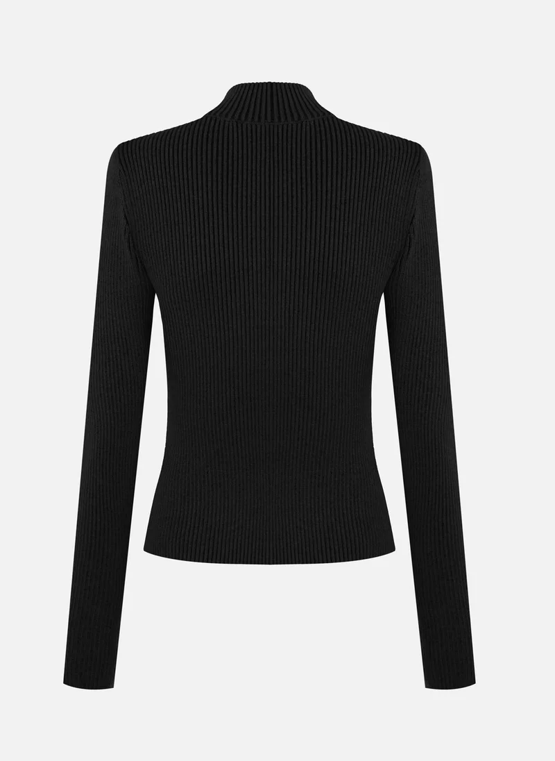Lichi Rib-knit cardigan with zip fastening