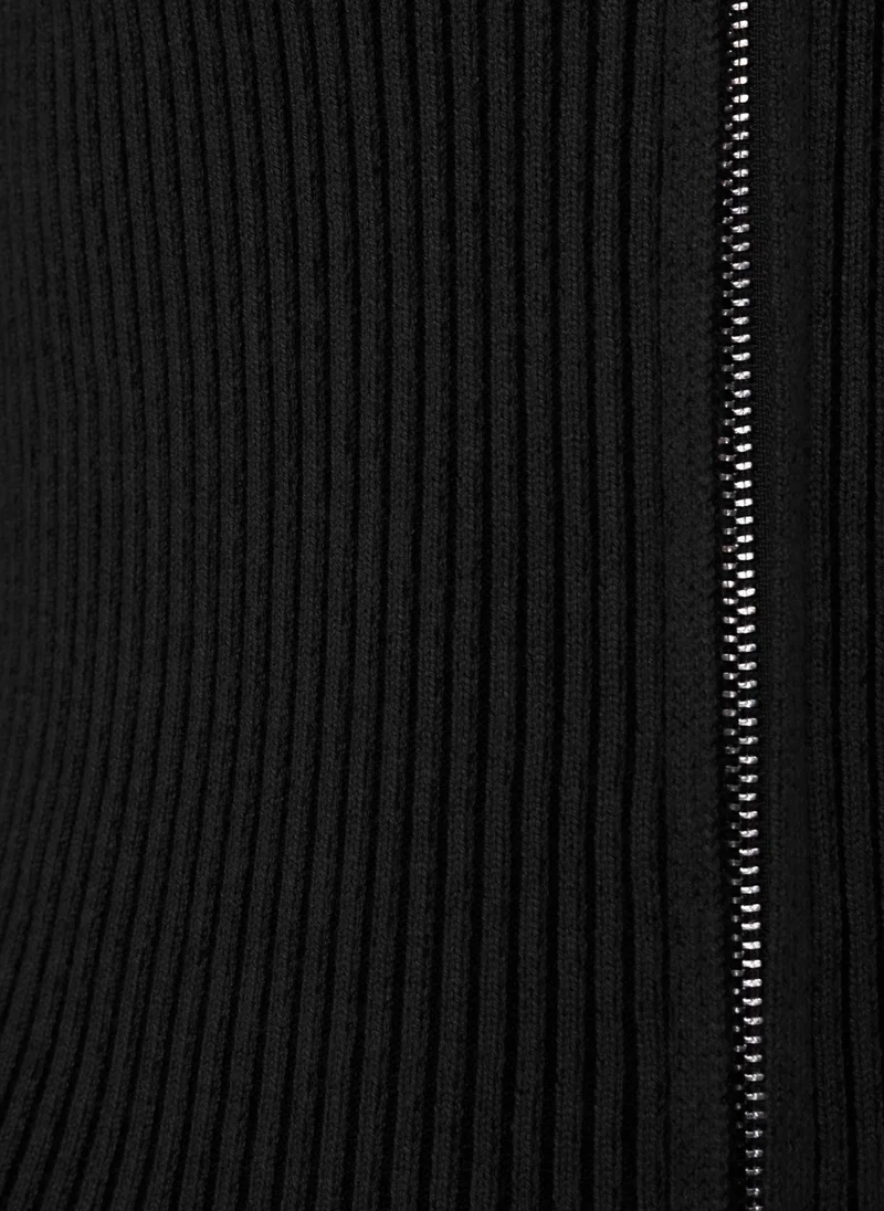 Lichi Rib-knit cardigan with zip fastening
