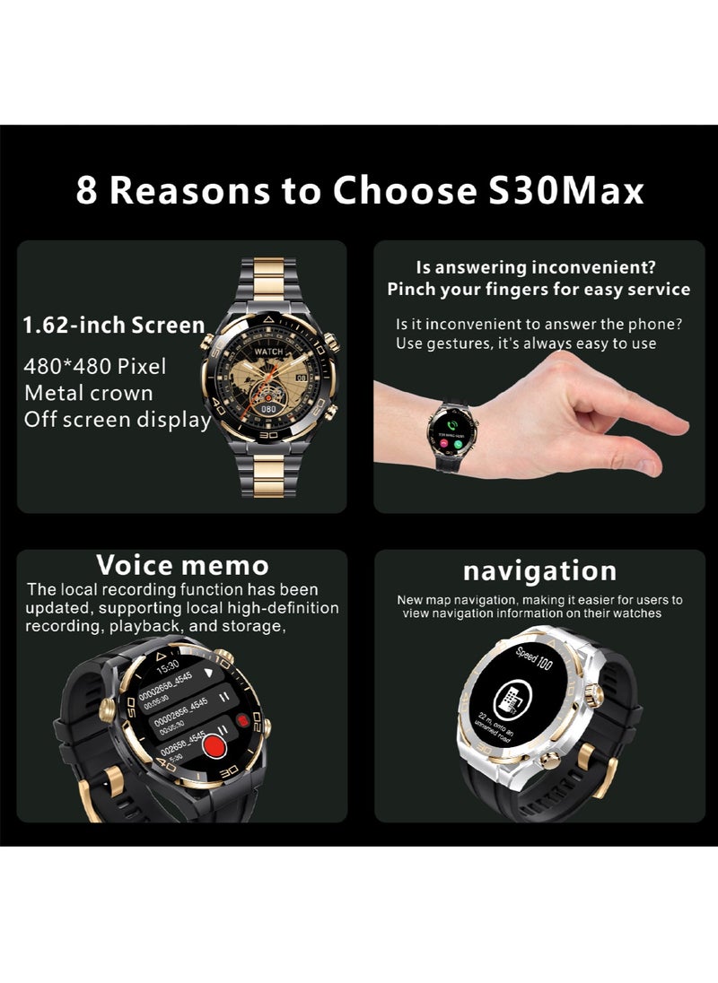 Joshberg - 2024 New S30Max Smart Watch 1.62 Inch Wireless Charging Men Waterproof Bluetooth Talk Watch Touch-Screen watch - Image 1