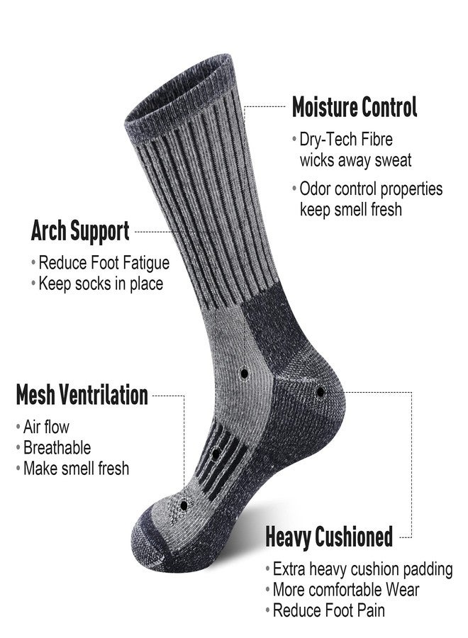 ECOEY Men's Merino Wool Cushioned Hiking Trekking Crew Socks 4 Pairs, Middle Calf Length with Moisture Wicking (Navy, US Shoe Size: Men 9.5-11.5/Women 11-13) - Image 3