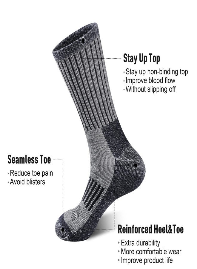 ECOEY Men's Merino Wool Cushioned Hiking Trekking Crew Socks 4 Pairs, Middle Calf Length with Moisture Wicking (Navy, US Shoe Size: Men 9.5-11.5/Women 11-13) - Image 2